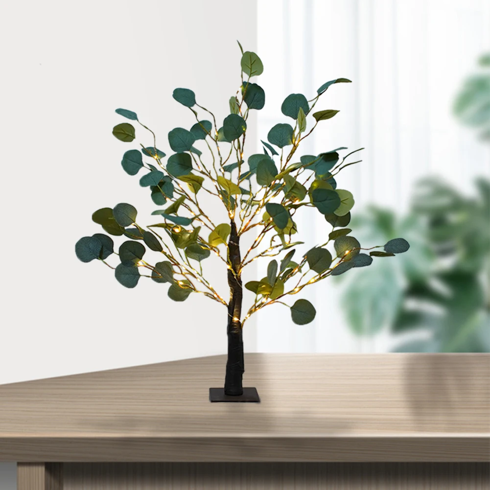

90LEDs Wedding Bedroom Artificial Party Eucalyptus Tree Light Living Room Battery Operated Tabletop Lamp Indoor Modern Holiday