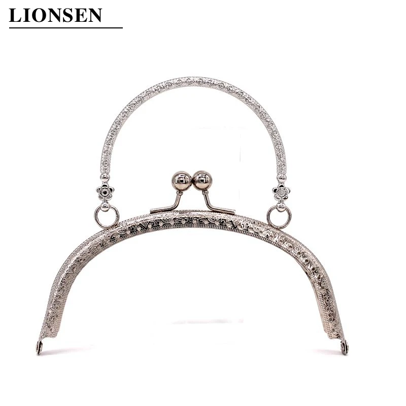 Серебристый LIONSEN 5 цветов 16,5 см металлическая сумочка ручка Рамка застежка заклепка ручка арка для DIY кошелек сумка модная Новая модная Ручка DIY C - Цвет: Серебристый