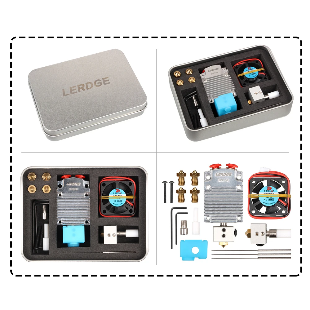 LERDGE 2IN1-V2 Hontend 2 насадки переключение цвета Hotend Diy kit части 3D принтера двойной цвет печатающая головка экструдер 0,4/1,75 мм подарок