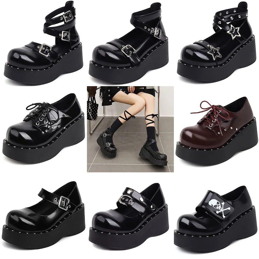 

DoraTasia Mary Janes Lolita Cosplay Cute Women's Pumps Flat Platform Wedges High Heels Pumps Fashion Brand New Womens Shoes