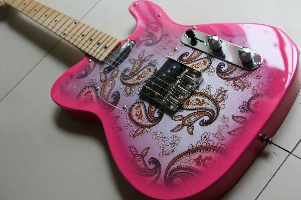 Wholesale Guitars China Guitar New Tel Model electric pink flowers body precision production 130415 | Спорт и развлечения