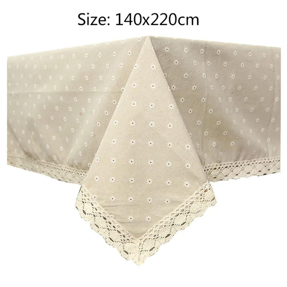 

Flower Pattern Tablecloth White Lace Linen Cotton Table Cloth Rectangular Table Cover for Wedding Banquet Home Decor