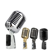 professional wired vintage classic microphone good quality dynamic moving coil mic deluxe metal vocal old style ktv mic gam mike