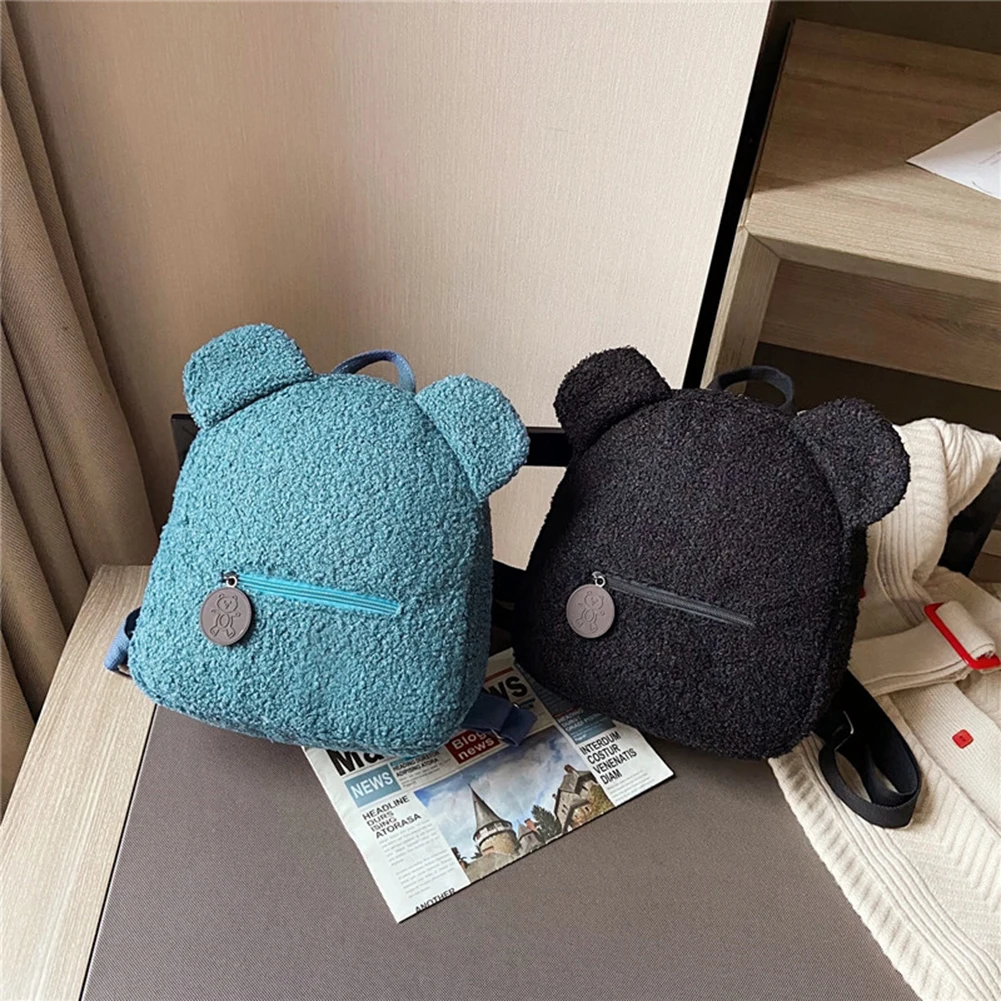 

Cute Bear Shaped Women Backpack Fleece Women Shoulder Bags Kids Autumn Bagpack Handbag