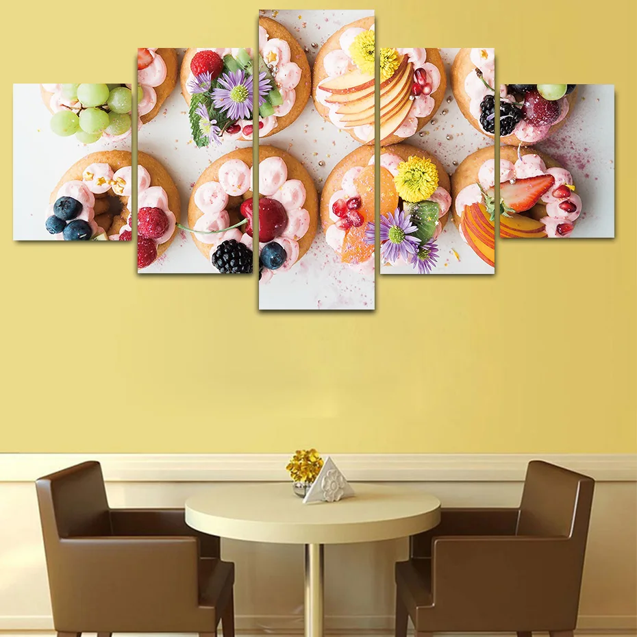 5 шт. плакаты с фруктами и десертами принты вкусная еда модульная Картина на