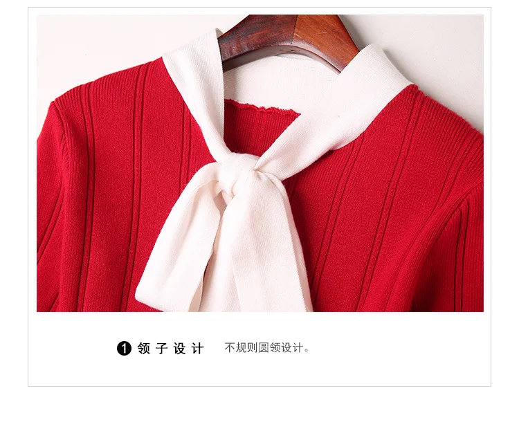 Autumn Winter Sweater Dress 2019 New Korean Fashion Bow Tie Collar Long Sleeve Knitting A-line Mini P-266 | Женская одежда