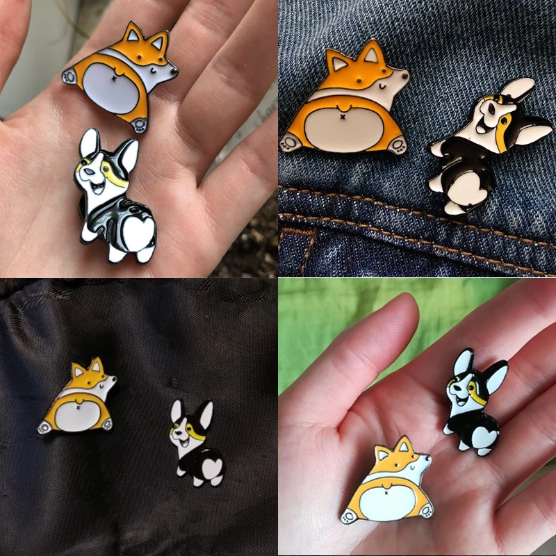 Булавки на лацканах для мужчин и женщин креативные броши в форме собаки корги