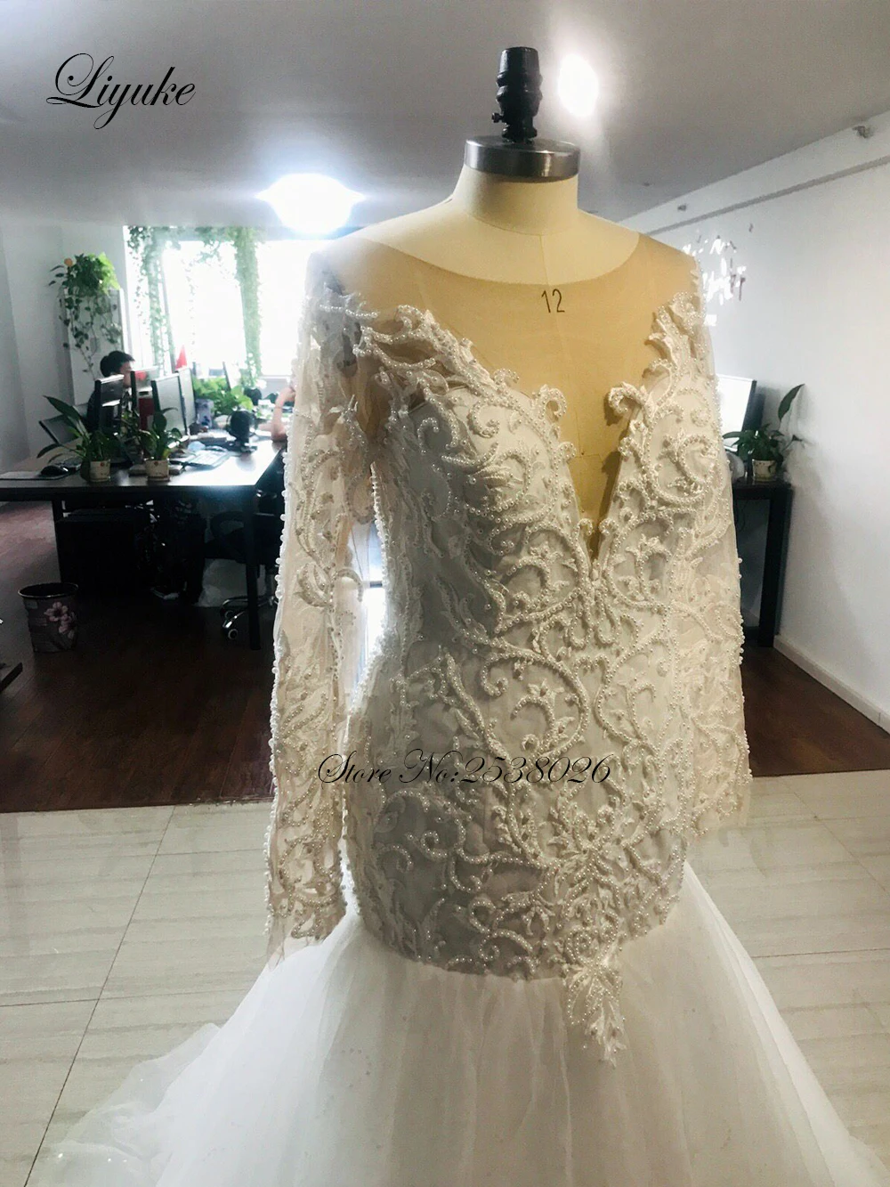 Сексуальное свадебное платье-Русалка с длинным рукавом и v-образным вырезом