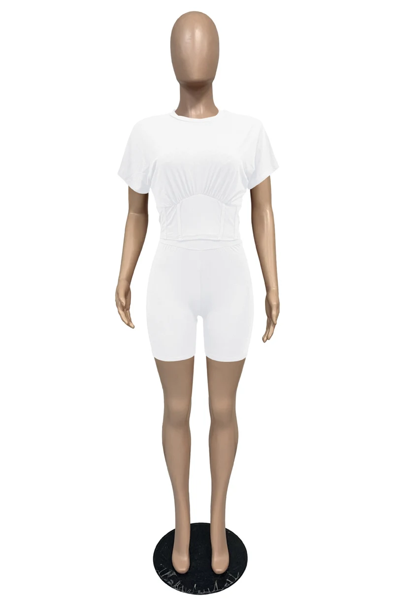 

Women Solid Black Two Piece Set Tracksuit Short Sleeve Top Shorts Spring Summer Casual Active Suit Sportwear conjuntos de mujer