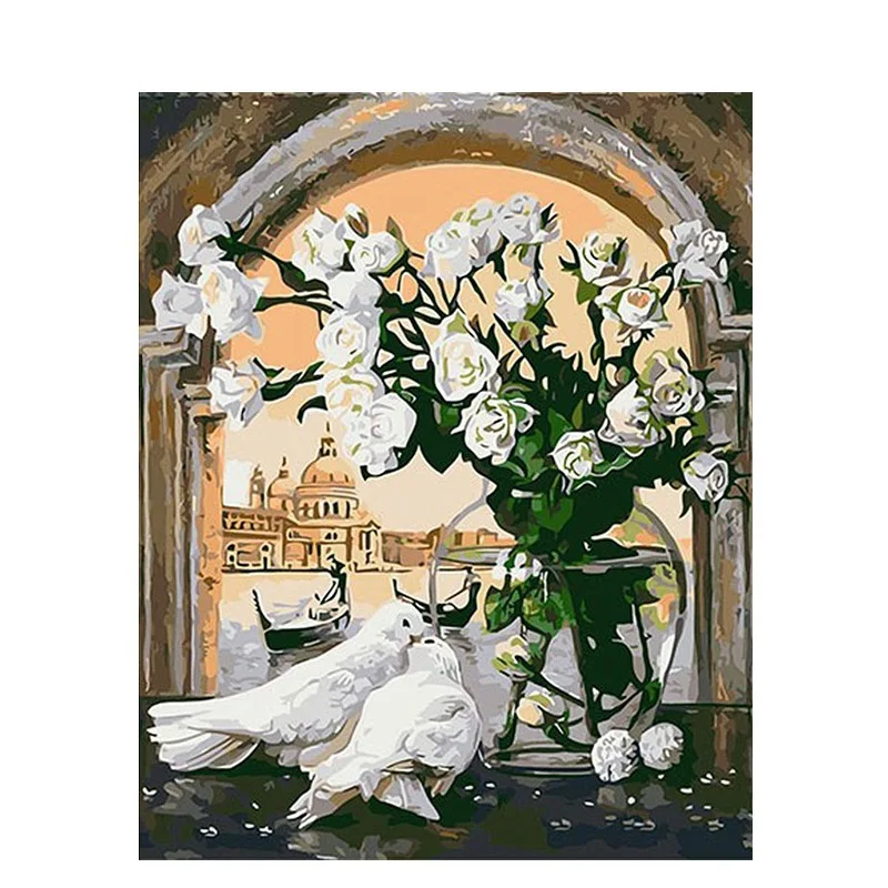 Набор для рисования по номерам птиц набор цветами сливы современные Зеленые