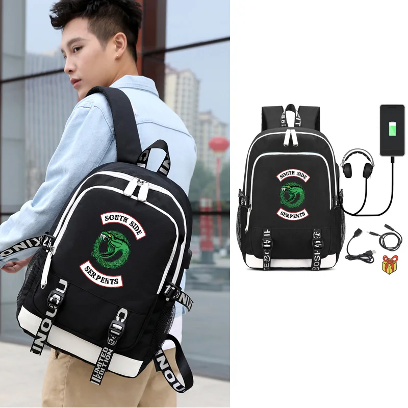 Рюкзак для школьников и студентов ривердейла Сумка с usb портом зарядки рюкзак