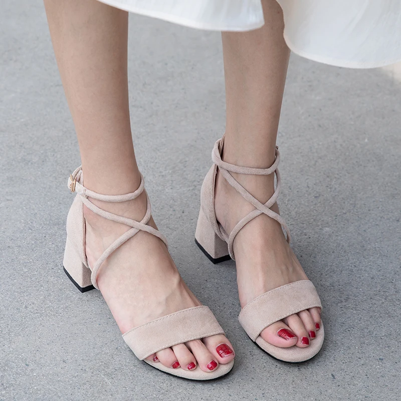 

Summer Women Sandals Open Toe Women's Sandles Thick Heel Women Pumps Shoes Korean Style Gladiator Shoes High heel Q395