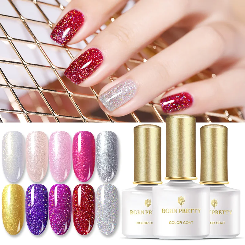 Гель лак для ногтей BORN PRETTY с блестками профессиональный светодиодный УФ гель