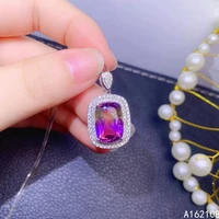 boutique jewelry 925 sterling silver inlay with gemstone female luxury popular rectangle ametrine pendant necklace support test