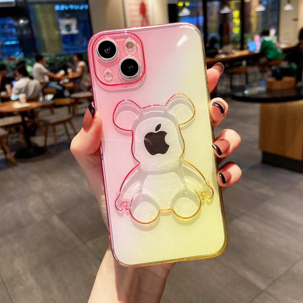 

Cute Gradient Bicolor Phone Case for iPhone Xs Max X Xr 8 7 Plus SE 2 Transparent Silicon Soft Cover for iPhone 11 13 12 Pro Max