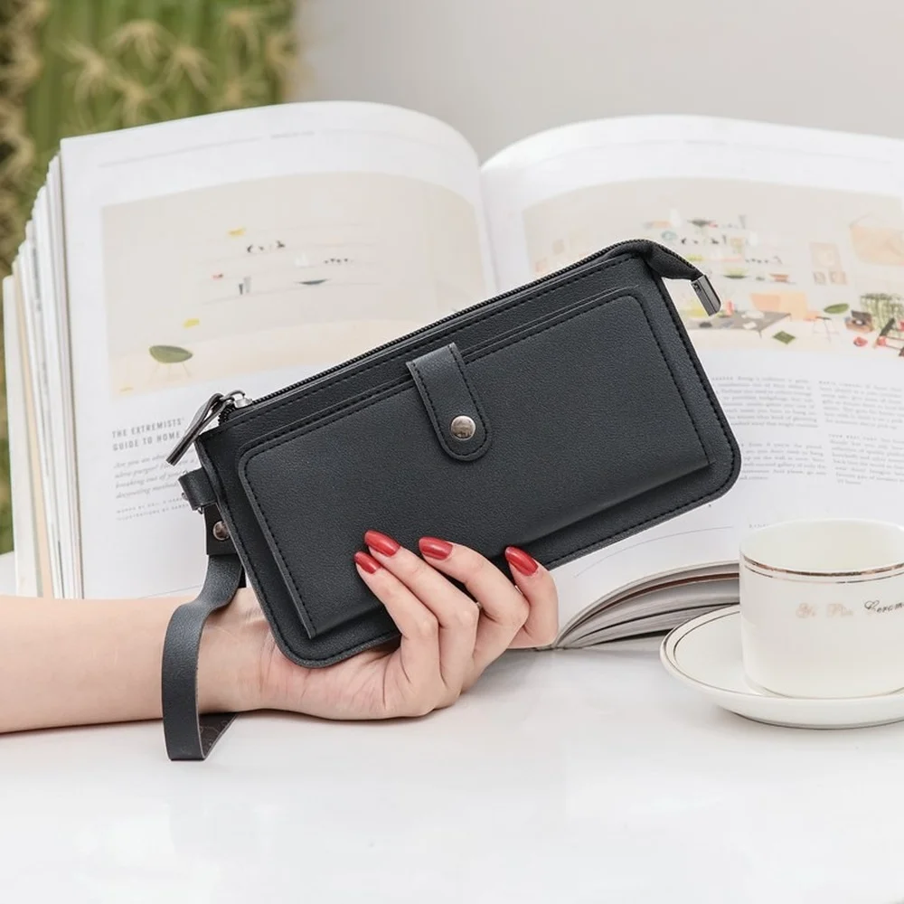 

Unique Purse Wallets for Women Luxury Money Purse PU Women Casual Solid Long Zipper & Hasp Evening Purse Clutch Bag