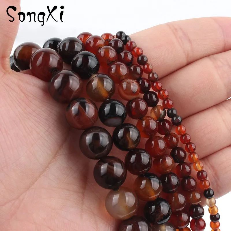 Гладкие Круглые Бусины Агаты с натуральным камнем кофейным драконом и