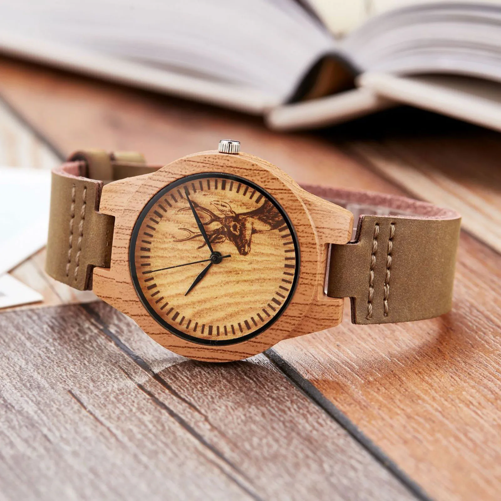 

Woman watch 2020 creativity Leather band Watchband Wooden Dial Personality Watch Reveals Your Temperament luxury gift