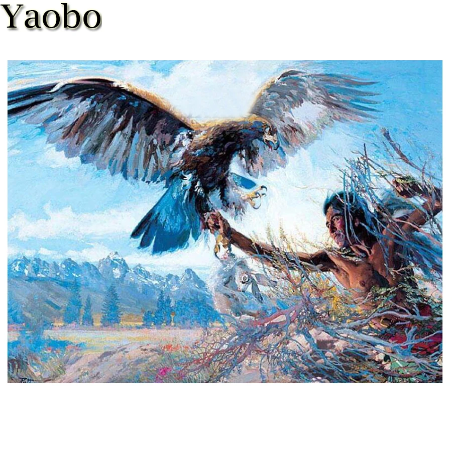 2020 Новогодний подарок Алмазная вышивка индийский человек с орлом полная