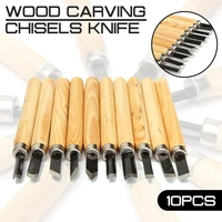 10pcslot wood carving chisels knife for detailed woodworking gouges hand tools and basic wood cut diy tools carving tools