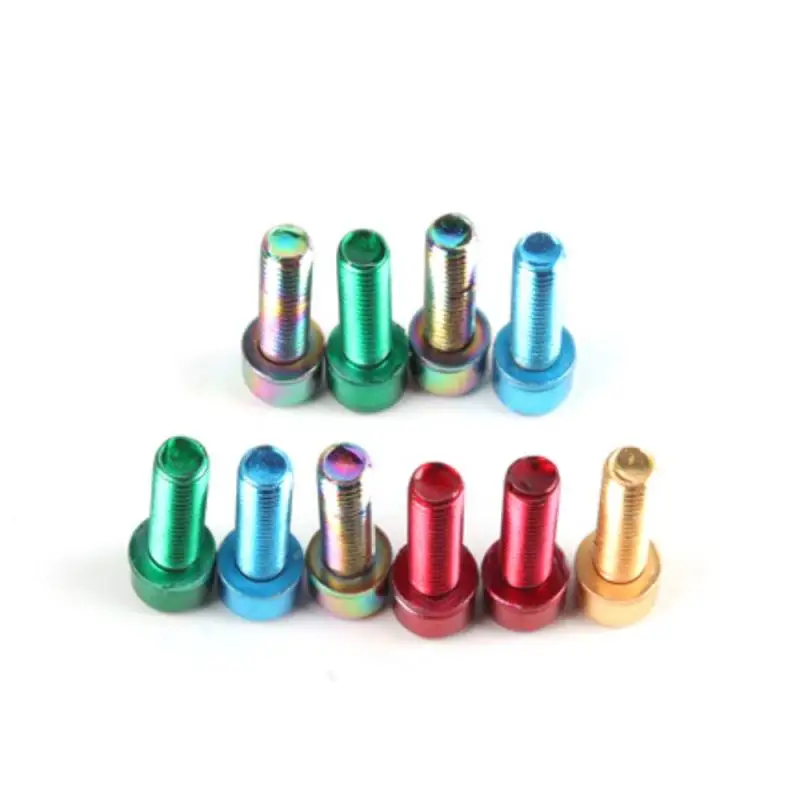 6pcs/set Handle Screws MTB Bicycle Handlebar Titanium-plated Stainless Steel Colorful M5*18MM Stem Riser | Спорт и развлечения