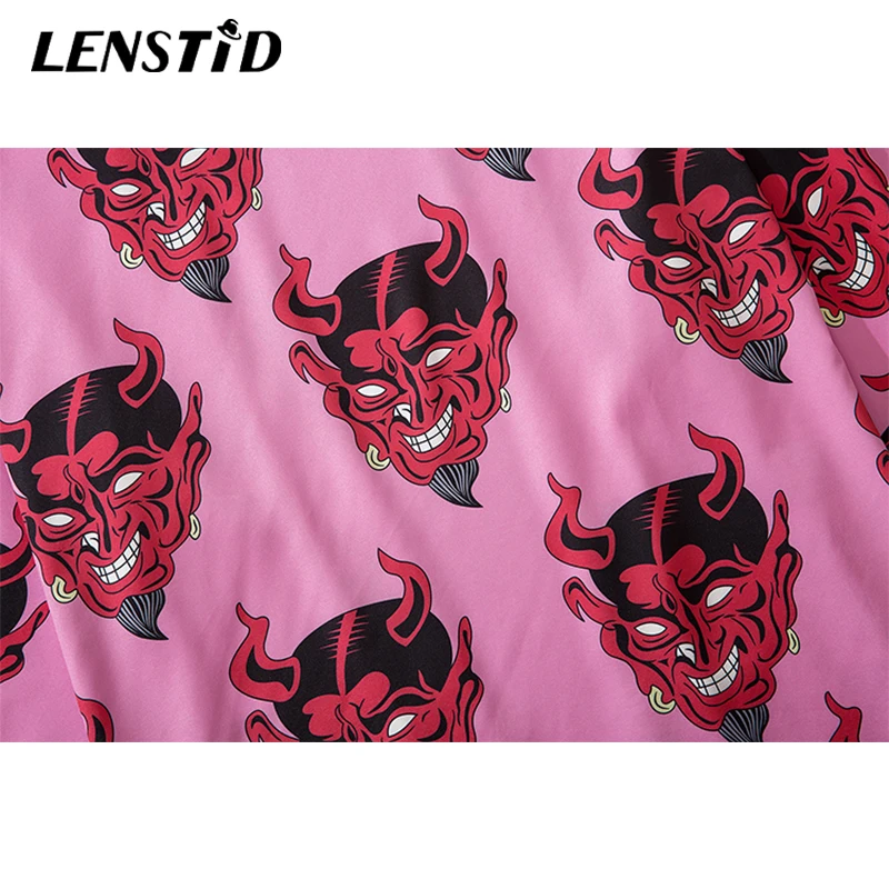 Мужское кимоно с длинным рукавом LENSTID тонкое японское принтом призрака уличная