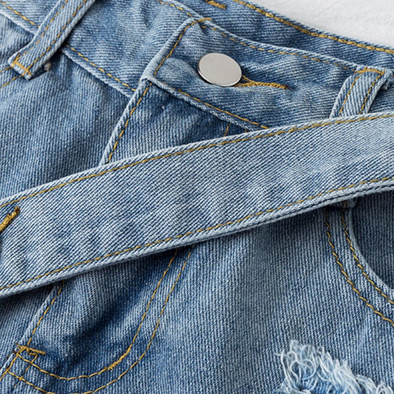 Женские джинсовые шорты Fitaylor винтажные Однотонные голубые с высокой талией и