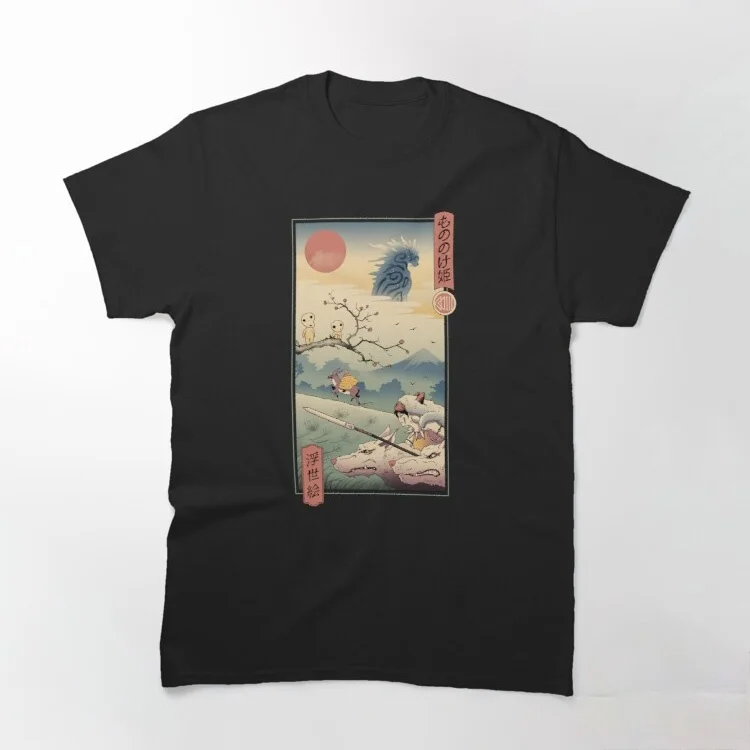 

Flower Wolf Princess Ukiyo e Unisex / Men's T-Shirt T-Shir 100% Cotton Men's T-shirt Hip Hop Tee Streetwear Mens Clothing