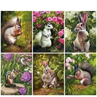 Алмазная живопись Стразы 5D сделай сам, картина кролик, луг, вышивка в виде белки, мозаика с животными, домашний декор, художественная коллекция