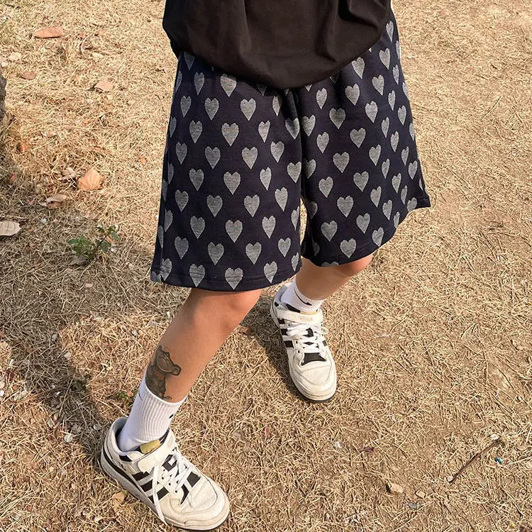 

Handsome ~ casual love shorts women's summer loose high street fashion 2021 summer new straight leg Capris[Delivery within 6