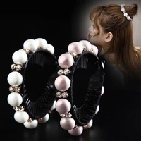 korea hair ring headdress imitation pearl hair tied circle elegant paint rhinestone hair twist clip for girls hair accessories