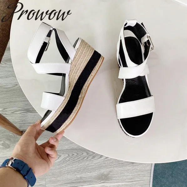 

Prowow New Spring Summer Letter Printed Luxury Brand Sandals Open Toe Platform Sandals Wedges Shoes Women Zapatos Mujer
