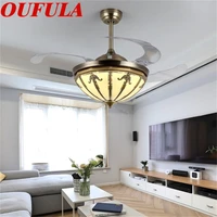 oufula copper ceiling fan lights with invisible fan blade remote control contemporary home creative decoration fan lighting