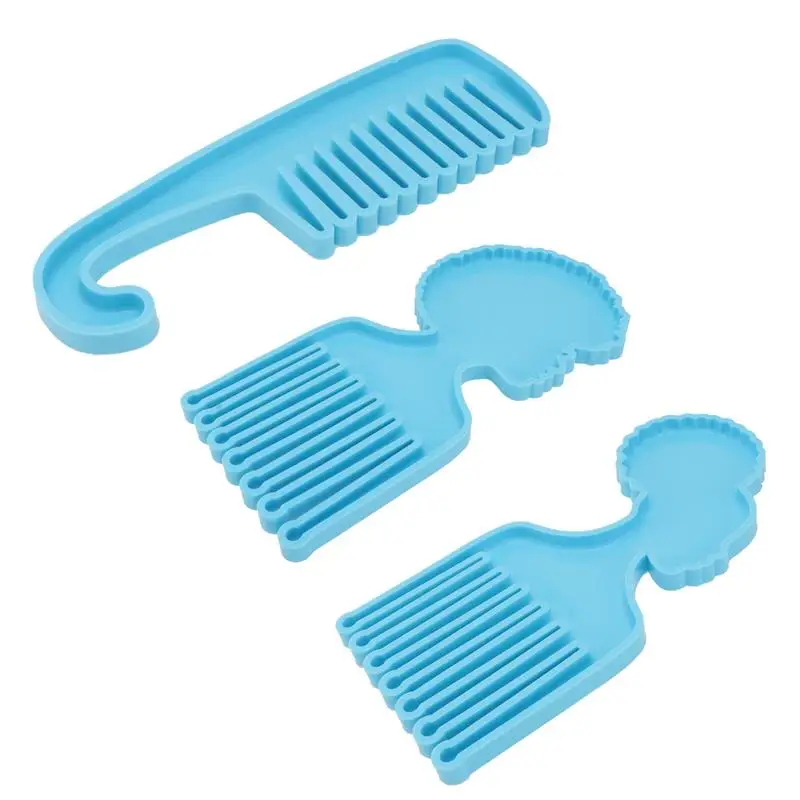 

3PCS Creative African Head Comb Mold DIY Mirror Surface Epoxy Comb Silicone Mold