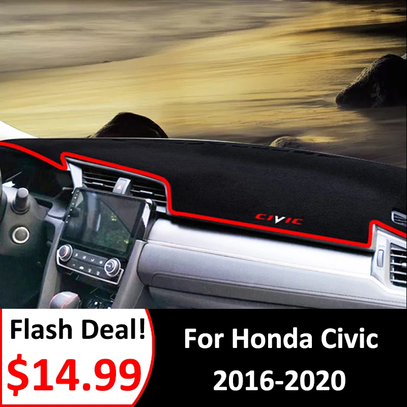 Для Honda Civic 10 2016 2017 2018 2019 2020 приборной панели автомобиля Обложка Коврик козырек от