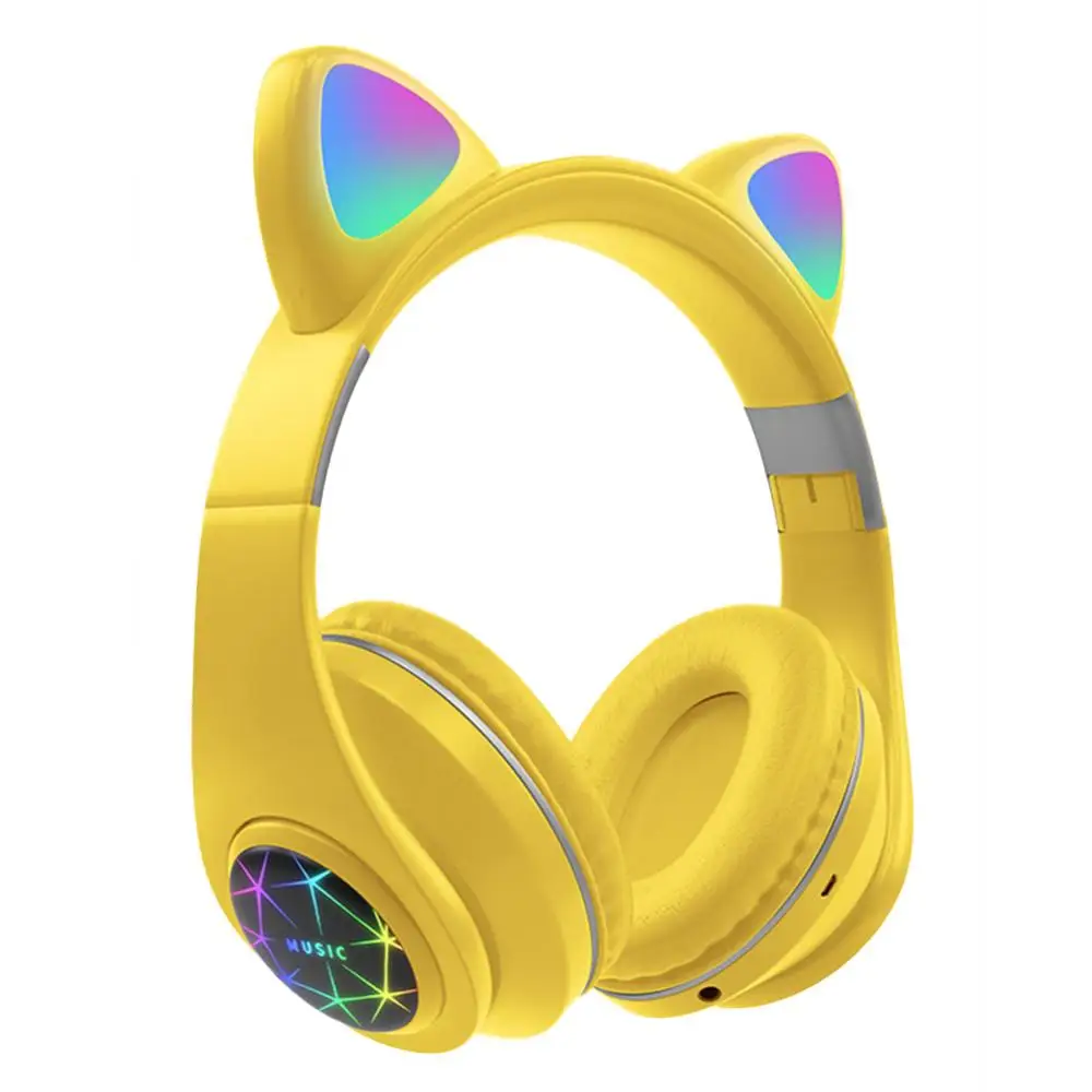 

M2 Macaron Color All-Inclusive Ears Wireless Bluetooth Headset Cool Luminous Cute Cat Ear Rechargeable Foldable Gaming Headset