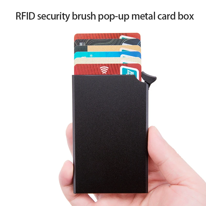 

Anti-magnetic RFID Anti-theft Credit Card Holder Automatic Pop-up Card Type Metal Aluminum Shell Women Men Credit Card Box