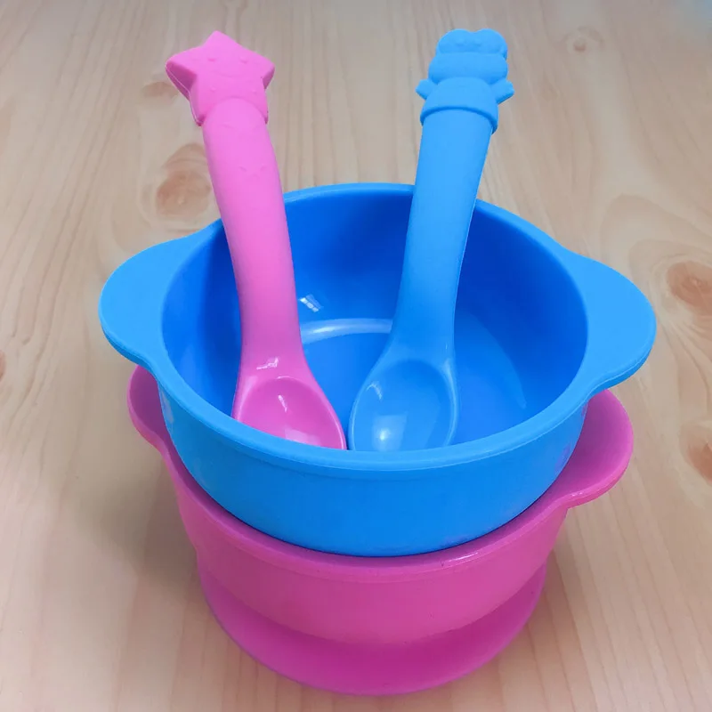 Силиконовая посуда для детей противоскользящие тарелки кормления миска посуды