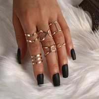 boho statement rings joint knuckle ring set simple curve midi stacking rings for women vintage crystal finger baubles jewelry