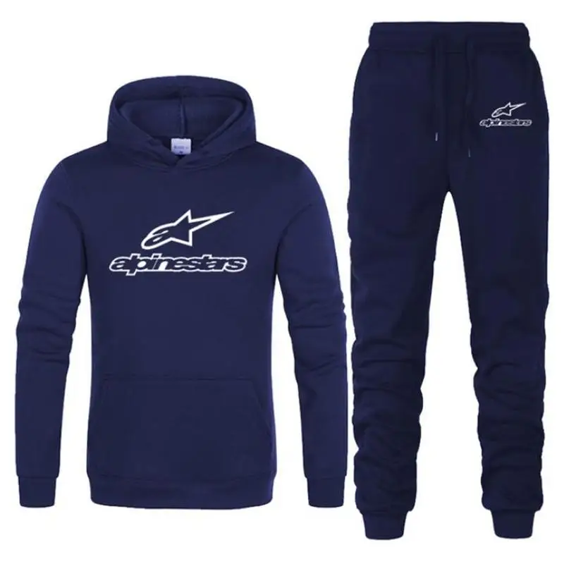 

Alpinestars New Brand Tracksuit Casual Hoodies For Men Sportswear Two Piece Sets Of Thick Red Sweatshirt + Pants Sport Suit 3XL
