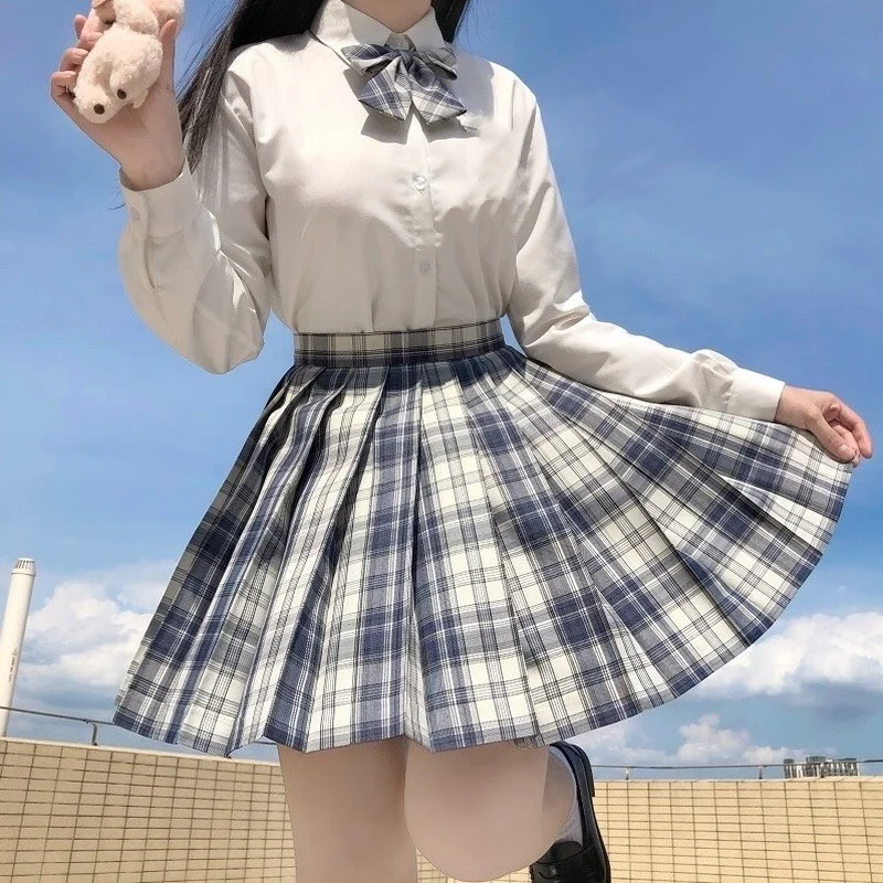 

Women Pleat Skirt XS-2XL Harajuku Preppy Style High Waist Plaid Skirts Mini Japanese School Uniforms Ladies A-line Kawaii Skirt