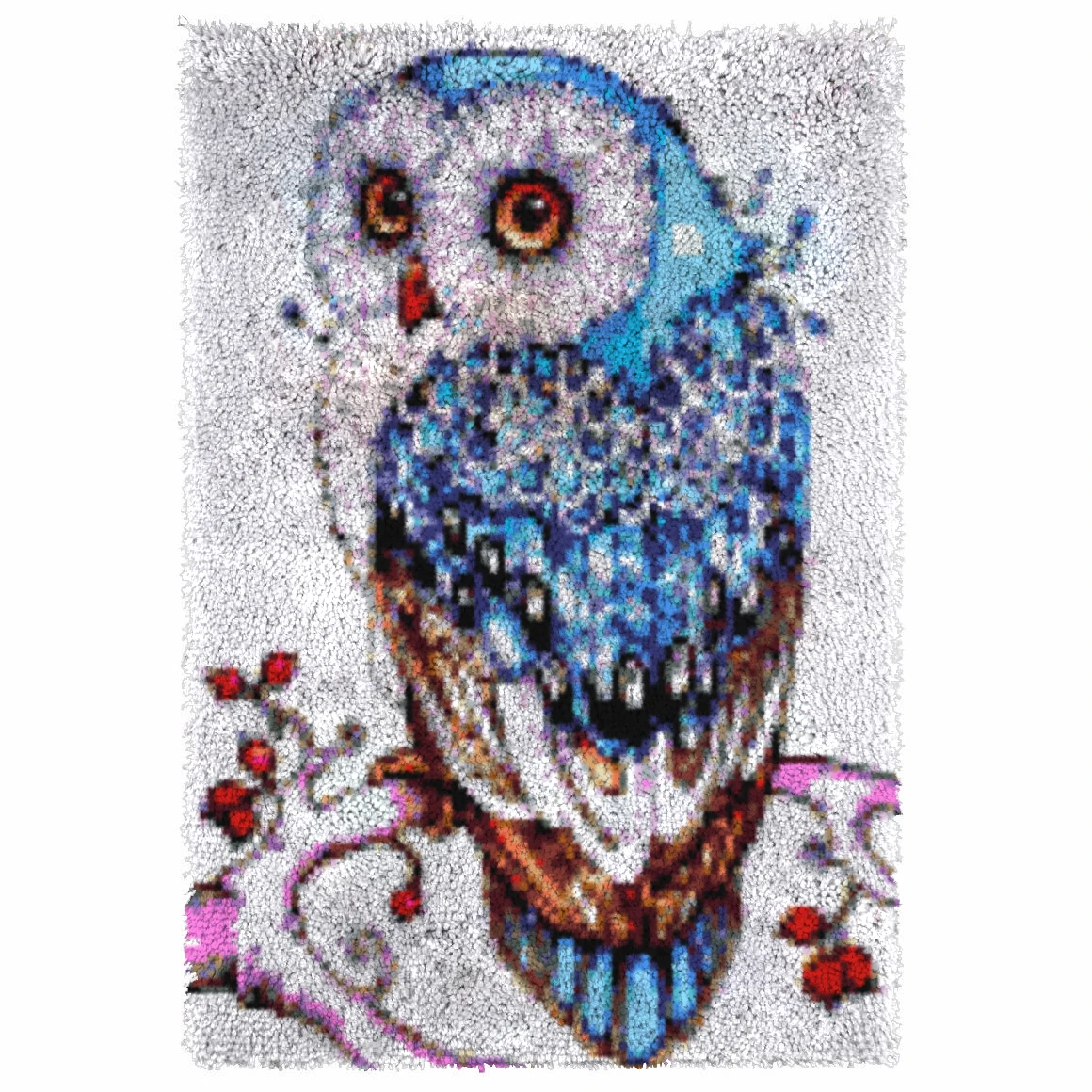 

Latch Hook Rug Kits Animal owl Unfinished Crocheting Tapestry 3D Yarn Needlework Cushion Sets for Embroidery