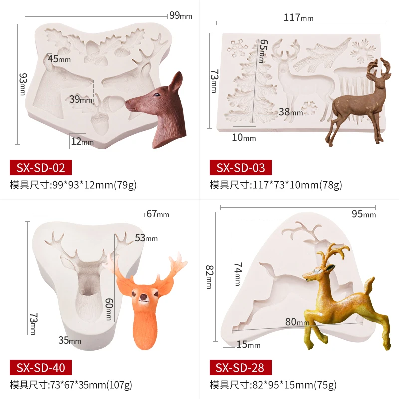 Рождественский олень силиконовая 3D голова оленя форма для торта Форма шоколада