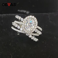 oevas 100 925 sterling silver bridal rings sparkling high carbon diamond wedding engagement party fine jewelry gifts wholesale