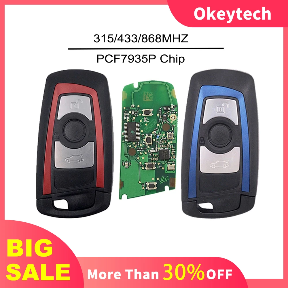 

Okeytech 3 Buttons 315/433/868Mhz KeylessGo Car Remote Key Fob For BMW 5 7 Series F30 E46 F10 E90 E60 E36 E39 CAS4 CAS4+ System