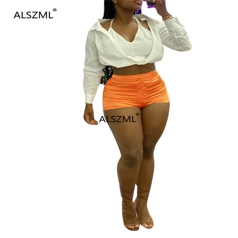 Однотонные обтягивающие шорты с высокой талией лидер продаж 2020 уличная одежда