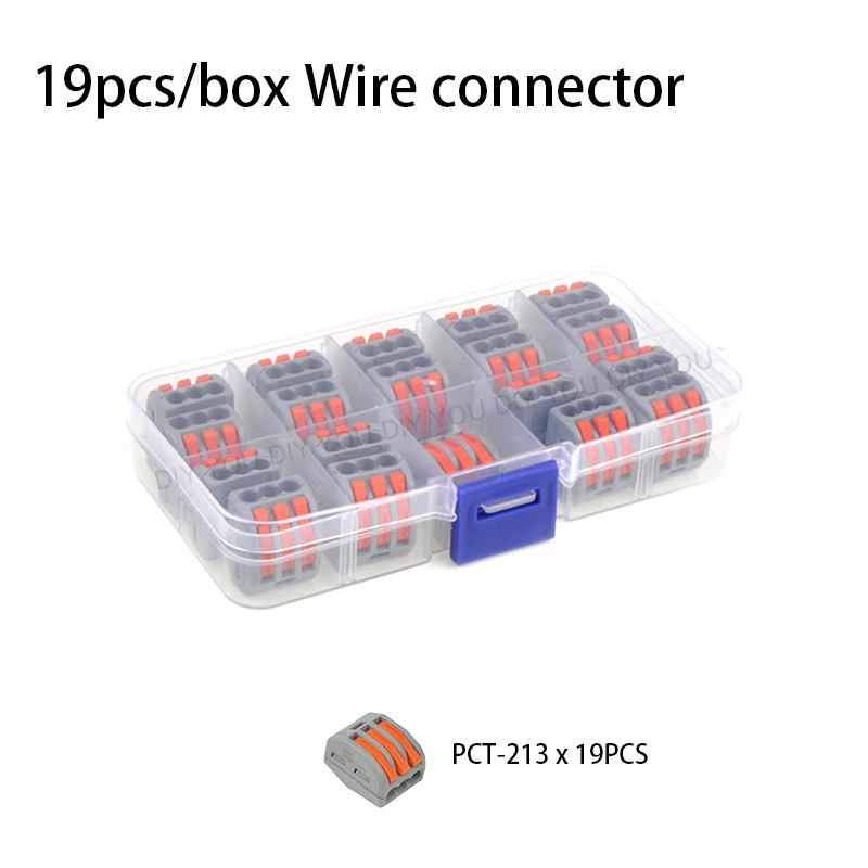 PCT-213GR(19PCS) Смешанные в штучной упаковке быстрый соединитель проводов Укрась свою PCT-212/213/214/215/218/222 SPL-2 3 компактный проводной разъем, клемма блока - Цвет: PCT-213GR(19PCS)