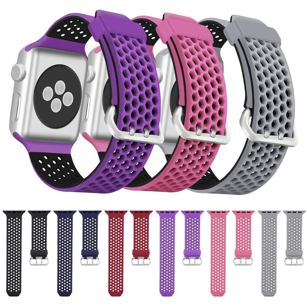 Ремешок силиконовый для apple watch 5 4 38 мм 42 сменный Браслет iWatch 3 2 40 44 аксессуары