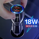 Автомобильное зарядное устройство Quick Charge 3,0, 2 порта USB, быстрая зарядка Qualcomm, двойной адаптер для iPhone 13, 12, 11, iPad, Samsung, Xiaomi, Huawei, LG