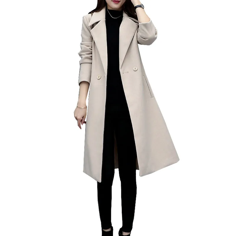 

Woolen Top 2022 Women Autumn Winter New Coats Slim Street All-match Fashion Female Long Overcoat Large Size Loose Wool Coat G402